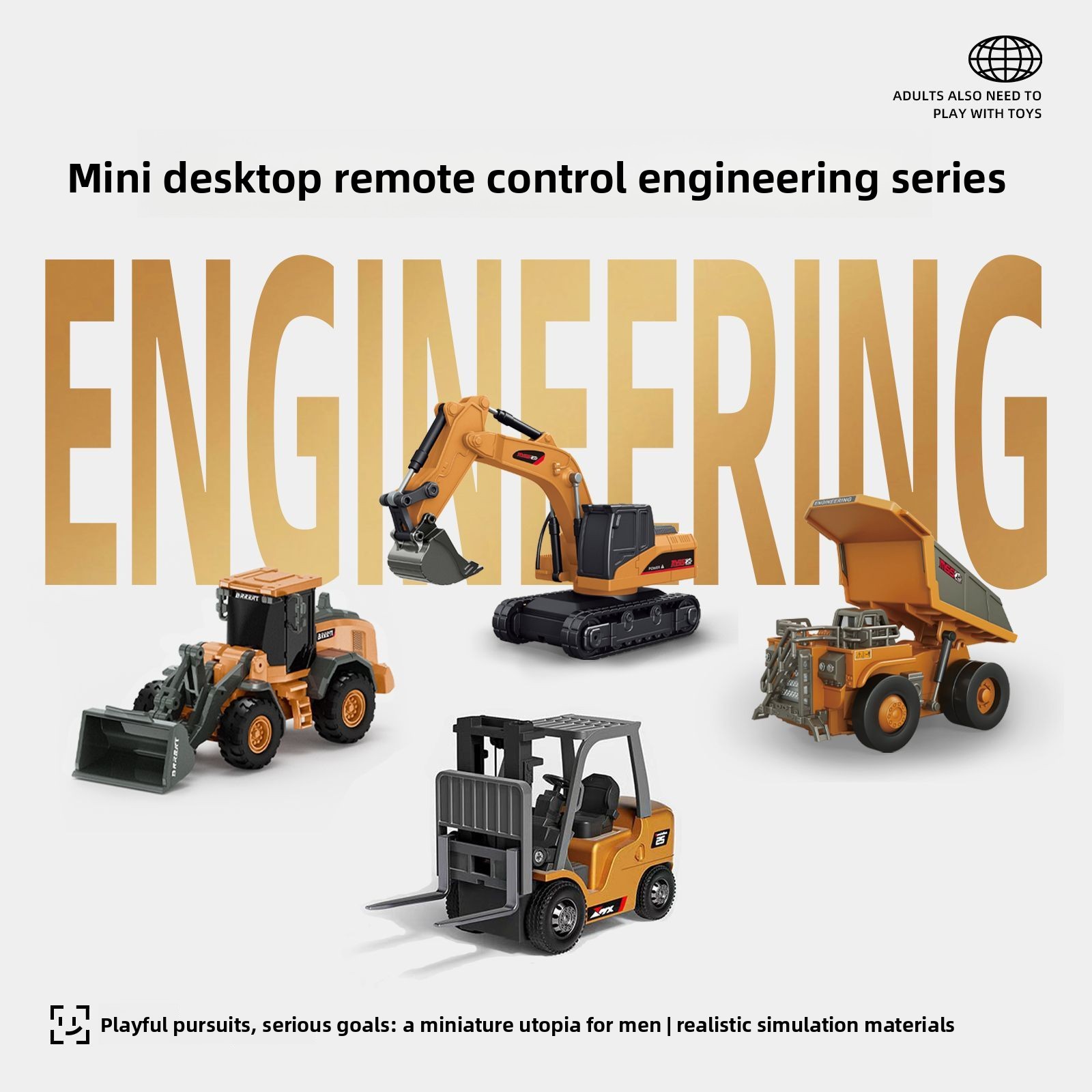 Heavy Equipment Excavator - ชุดรถวิศวกรรม RC โลหะขนาด 1:64 รถบรรทุกเหมือง รถขุด