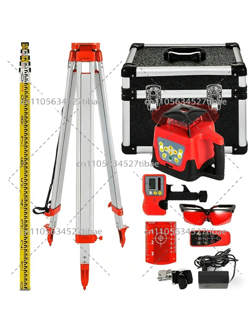 Laser Level Rotary - ระดับเลเซอร์ลำแสงสีแดง ระยะ 500 ม. พร้อมกล่องเก็บ ปรับระดับอัตโนมัติ