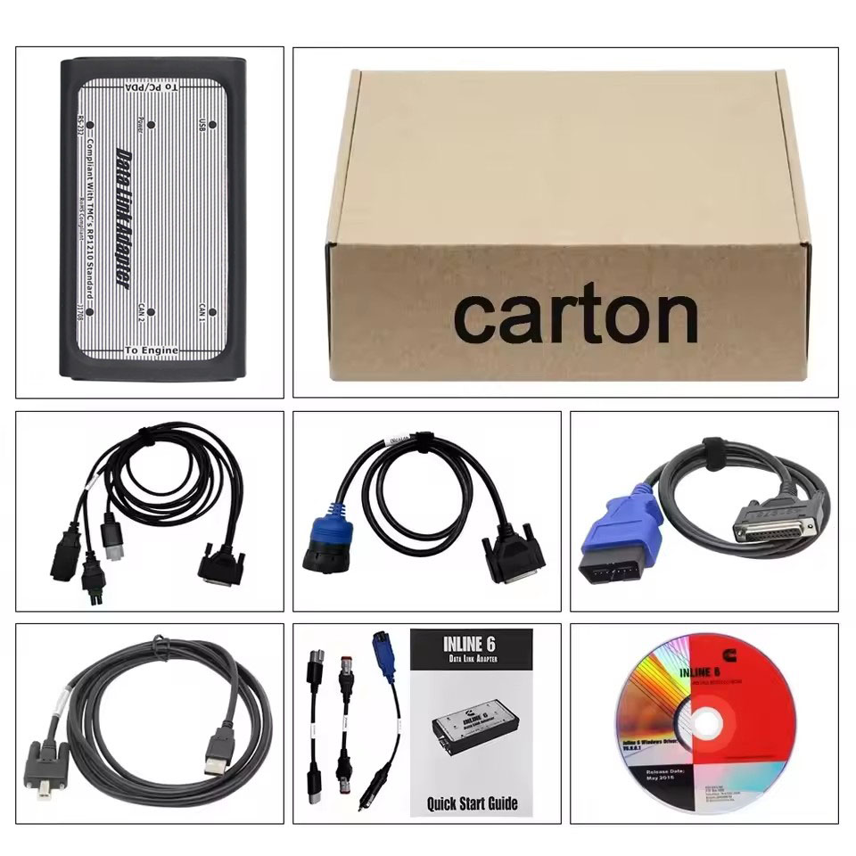 Heavy Equipment Diagnostic Tool - สายเคเบิล OBD2 สำหรับเครื่องมือวินิจฉัยรถบรรทุกหนัก Cummins INLINE 6
